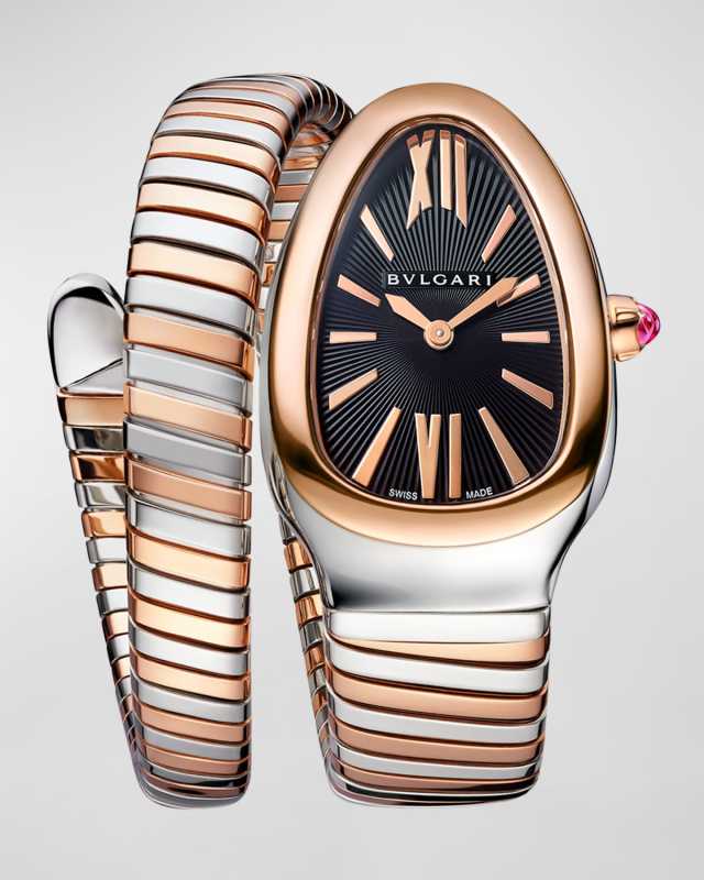 Serpenti Tubogas 18K Rose Gold and Stainless Steel 35mm Spiral Bracelet Watch
